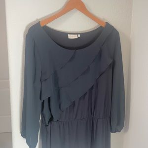 Deletta split-sleeve ruffle blouse, size L